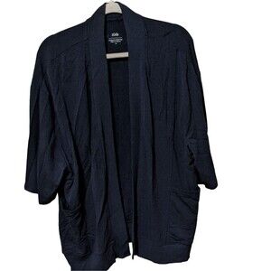 Zuda open front 3/4 length sleeve tunic blazer draped cardigan navy size M